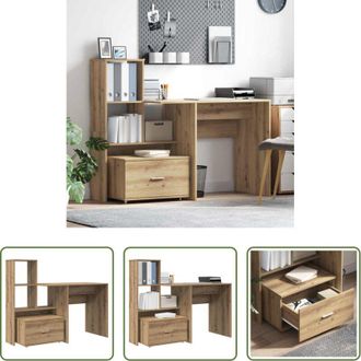 vidaXL Scrivania in legno - Scrivania con cassetto Rovere artigianale 131,5 x 50 x 106,5 cm