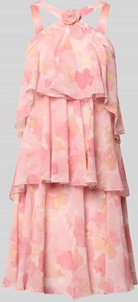 Vero Moda Ausgestelltes Cocktailkleid mit Volants Modell FELICIA in Rose, Gr&ouml;&szlig;e XL