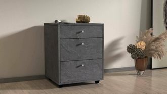 Dmora Dmora - C&oacute;moda Yorgos, C&oacute;moda Para Dormitorio, C&oacute;moda Con 3 Cajones, 47x45h61 Cm, Pizarra, Con Embalaje Reforzado