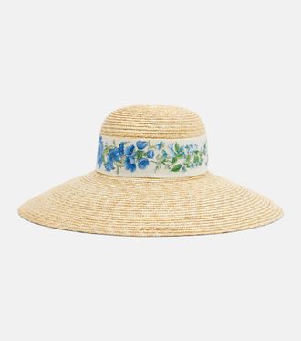 Ferragamo Sombrero de rafia con pa&ntilde;uelo