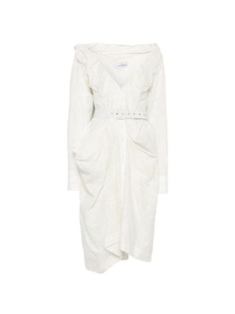 Vivienne Westwood White Ruffled Detachable Belt Shirt Dress