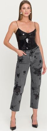 Generation Love Bella Sequin Embellished Jeans in Black, Grey at Nordstrom, Size 26 27