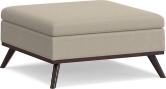 Simpli Home Owen 36In Mid Century Modern Square Coffee Table Storage Ottoman