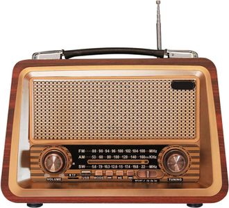 OEM Radio Retro Port&aacute;til Con Bluetooth, Radio Est&eacute;reo Fm Am Sw, Compatible Con Disco Usb, Tarjeta Usb/tf, Conector Aux, Reproducci&oacute;n De M&uacute;sica Con Bater&iacute;a