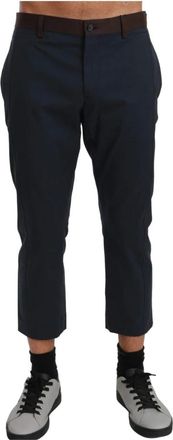 Dolce & Gabbana Chique Gestreepte Cropped Casual Broek - Heren - Vrijetijds broeken - Bruin - XL - Katoen - Broeken