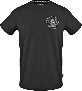 Aquascutum Unisex Londen Crew Hals Regular T-shirt voor volwassenen (Zwart)