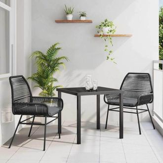 vidaXL Conjunto De Comedor De Jard&iacute;n 3 Pcs Negro Rat&aacute;n Sint&eacute;tico Vidaxl