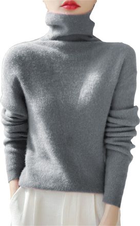 Generic Cashmere Jumpers Ladies Trendy Polo Neck Knitted Jumpers Autumn Winter Slim Fit Turtleneck Sweater Dressy Casual Pullover Sweaters High Neck Thermal K