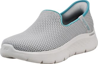 Skechers Womens Hands Free Slip-ins Go Walk Flex Sneakers, Grey/Light Blue, 9.5 Wide