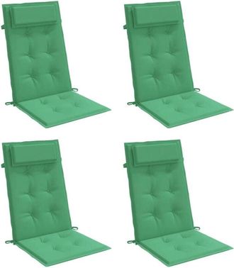 vidaXL Vidaxl - Cojines De Silla Con Respaldo Alto 4 Uds Tela Oxford Verde