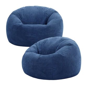 Icon Brand Set de 2 pufs de pana azul denim