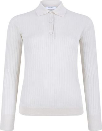 Max Mara Gitano Polo Sweater - Dames - Cashmere truien - Wit - M - Kasjmier - Truien & Vesten