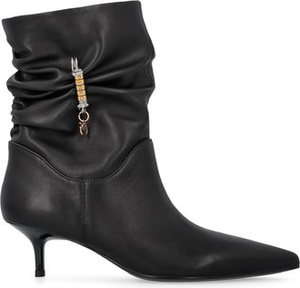 Pinko Black Nappa Leather Ruched Boots
