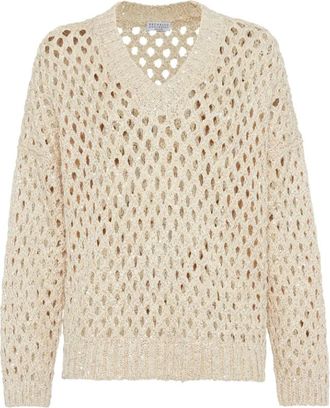 Brunello Cucinelli Truien & Vesten, Dames, Beige, M, Sweater Brunello Cucinelli