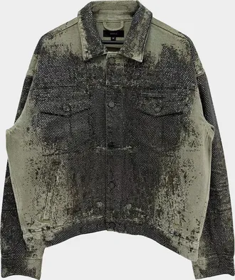 Purple Men & apos;s Trompe L Oeil Crystal Denim Jacket