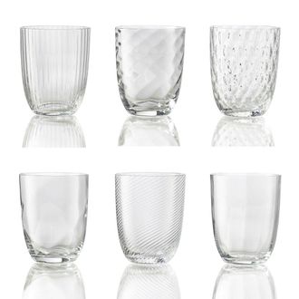 NasonMoretti Idra Set of 6 Wine Glasses, Assorted Textures