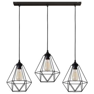 Netlighting Karo Straight Bar Pendant Ceiling Light Black 78cm