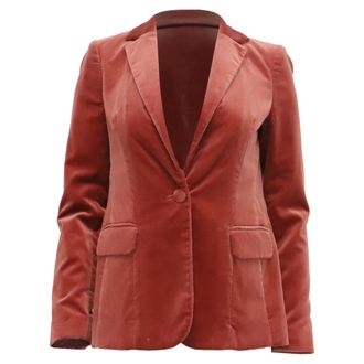 Frame Denim Frame Single-Breasted Blazer in Rust Orange Cotton