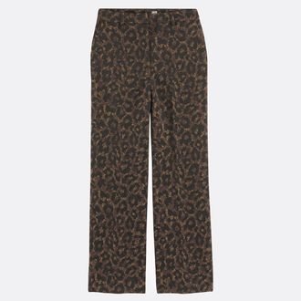 La Redoute Collections Rechte broek met hoge taille in luipaardjacquard