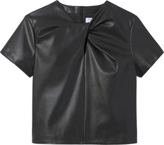 Proenza Schouler Gedraaide Blouse met Korte Mouwen - Dames - Blouses - Zwart - M - Overhemden
