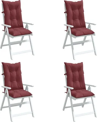 vidaXL Cojines Para Silla Respaldo Alto 4 Uds Tela Rojo Tinto Melange Vidaxl