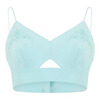 Alberta Ferretti Short Top with Central Opening - female - Alberta Ferretti - Sleeveless Tops - Blue - S - Tops