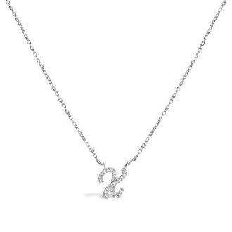 House of Brilliance 10K Gold Diamond Accent A-Z Initial Script Style Pendant Necklace in White | X at Nordstrom