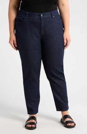 Eileen Fisher High Waist Slim Straight Jeans in Deep Indigo at Nordstrom, Size 3X