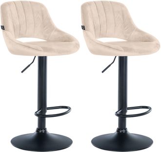 Clp Set de 2 taburete de bar ajustable giratorio en terciopelo crema