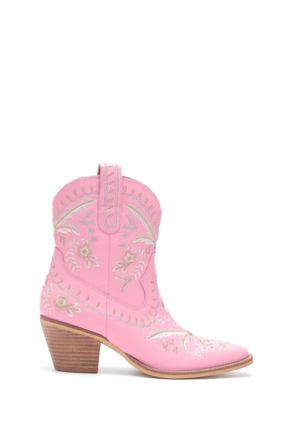Mi.iM Womens Botanical Embroidered Cowgirl Booties In Pink