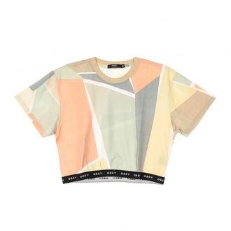 Obey Tops, Dames, Beige, S, Kort shirt glen aspen top