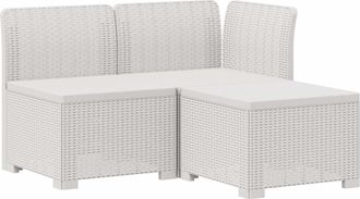 vidaXL Sof&aacute; De Jard&iacute;n De 3 Plazas Look Ratan Pp Blanco Vidaxl