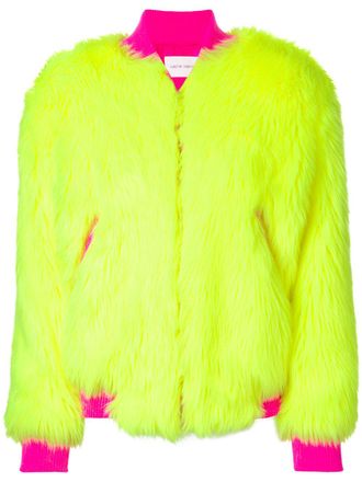 Alberta Ferretti faux-fur bomber jacket - women - Cupro/Polyamide/Polyester/Cashmere/Acrylic/Virgin Wool - 38 - Yellow