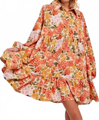 Bibi Fall Shirt Long Sleeve Dress In Orange