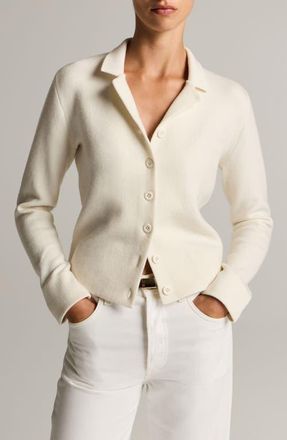 Vince Double Face Notch Collar Cardigan in Off White at Nordstrom, Size Small