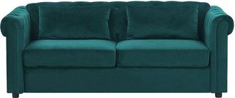 Beliani Sofa Bed 3 Seater CHESTERFIELD Velvet Emerald Green