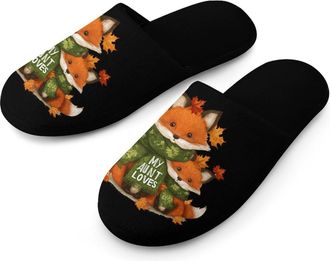 Generic Auntie Loves Me Woodland Fox Mens Slippers Warm Non-Slip Houes Shose Spa Slipper for Home Bedroom