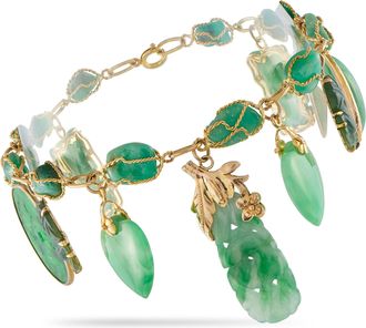 Luxury Bazaar 9K Yellow Gold Jade Bracelet MF14-022326