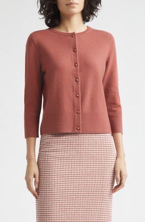 Vince Wool Blend Crewneck Cardigan in Rose Jam at Nordstrom, Size Xx-Small