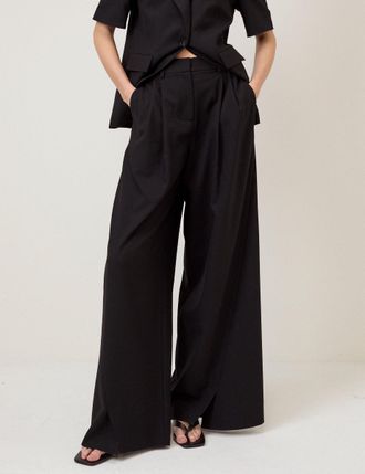 Nobody's Child Black Pleated Wide Leg Trousers