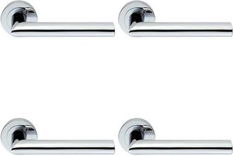 Loops 4x PAIR Straight Mitred Bar Handle on Round Rose Concealed Fix Polished Chrome