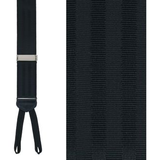 Trafalgar Store Astaire 38mm Grosgrain Stripe Ribbon Formal End Suspenders in Black With Black Stripe at Nordstrom
