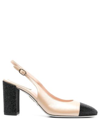 Rene Caovilla 80mm two-tone rhinestone-embellished pumps - Neutrals