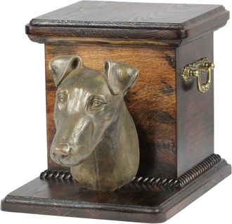 OEM Fox Terrier De Pelo Corto: Urna Para Cenizas De Perro Con Estatuilla, Elegante Urna Para Perro, Urna &Uacute;nica Con Busto De Perro De Art-dog