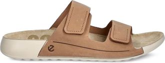 Ecco Cozmo leren slippers met dubbele bandjes - Bruin