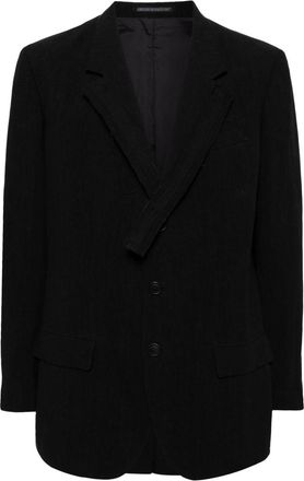 Yohji Yamamoto single-breasted blazer - men - Linen/Flax/Cupro - 4 - Black