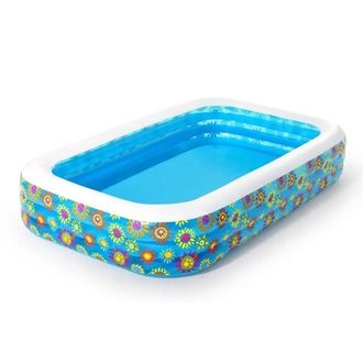 Trade Shop Trade Shop - Piscina Inflable Familiar 3 Anillos Decoraci&oacute;n Flores 305x183x56 Cm 54121