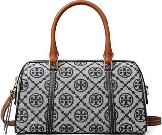 Tory Burch Petite T Monogram Jacquard Barrel Bag in Tory Navy at Nordstrom