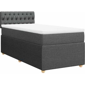 vidaXL Cama Box Spring Con Colch&oacute;n Tela Gris Oscuro 100x200 Cm Vidaxl