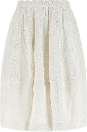 Comme Des Gar&ccedil;ons Macram&eacute; Midi Rok - Dames - Midirokken - Wit - M - Rokken